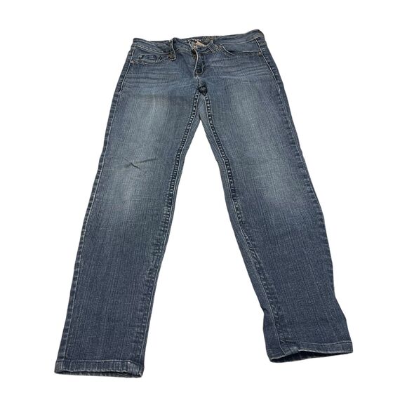 Refuge Jeans Girls 9 Blue Denim Cotton Stretch Mid-Rise Straight Leg Zip Fly - Picture 1 of 8